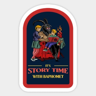 Funny Retro "It's Story Time With Baphomet" Parody Sticker